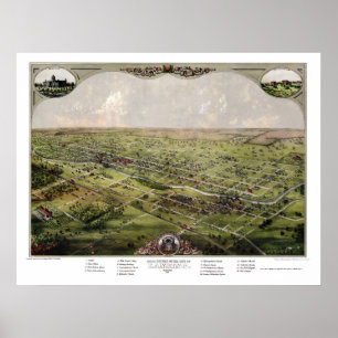 Lansing, MI Panoramic Map - 1866 Poster