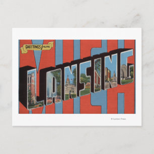Lansing, Michigan - Große Buchstabenszenen 2 Postkarte