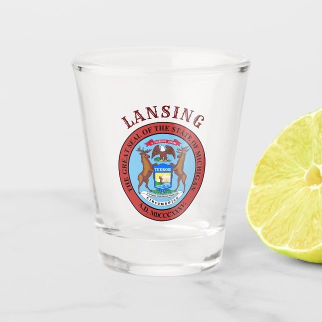 Lansing, Michigan Schnapsglas (Vorderseite)