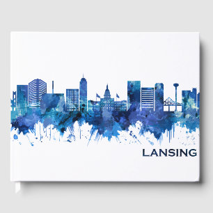 Lansing Michigan Skyline Blue Gästebuch