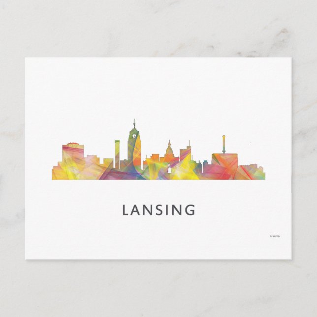 LANSING, MICHIGAN SKYLINE WB1 - POSTKARTE (Vorderseite)