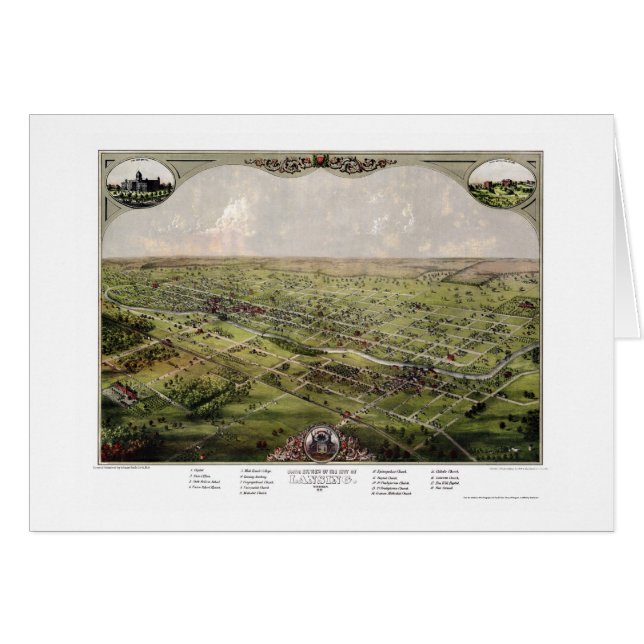 Lansing, panoramische Karte MI - 1866 (Vorderseite (Horizontal))