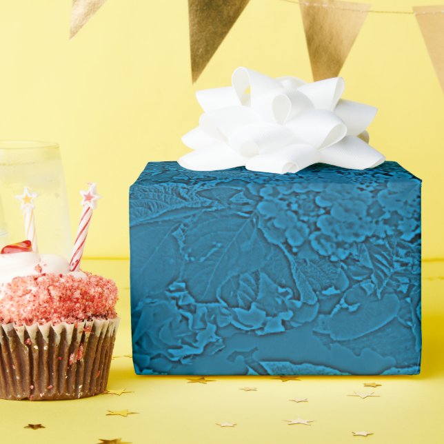 Lantana-Blumen-Design in Blaugrün Geschenkpapier (Geburtstagsparty)