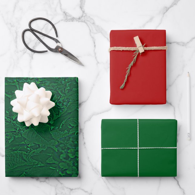 Lantana Floral Grün Design Geschenkpapier Set (Vorderseite)