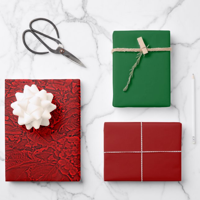 Lantana Floral rotes Design Geschenkpapier Set (Vorderseite)