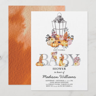 Lantern Baby Dusche Aquarellfarben Herbst Einladung