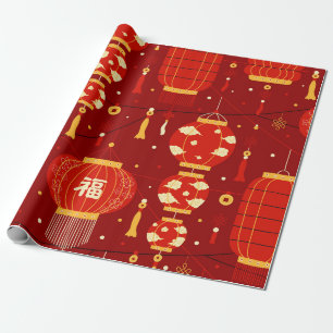 Lantern Chinesisches Neujahrsmuster Geschenkpapier