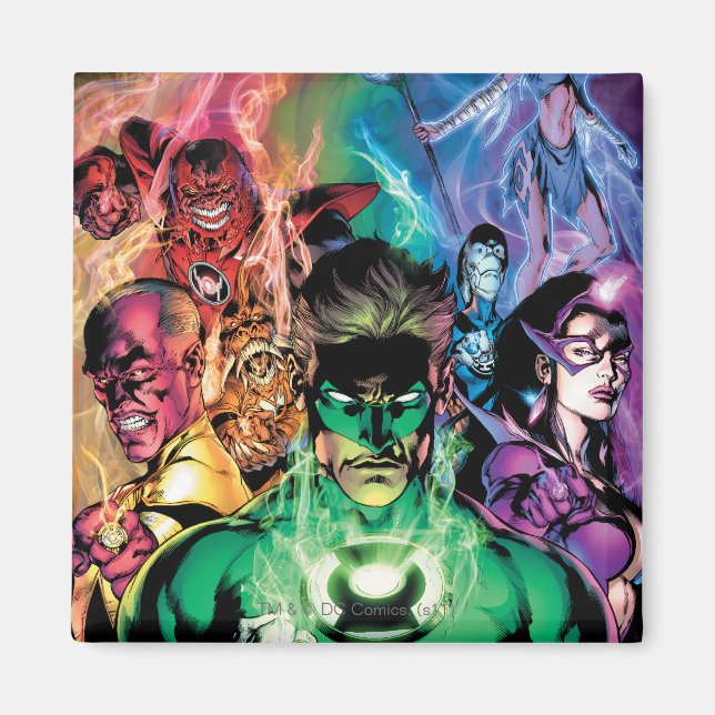 Lantern Corps Gruppe mit Farben Magnet (Vorne)