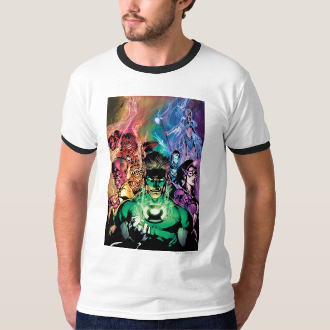 Lantern Corps Gruppe mit Farben T-Shirt (Vorderseite)