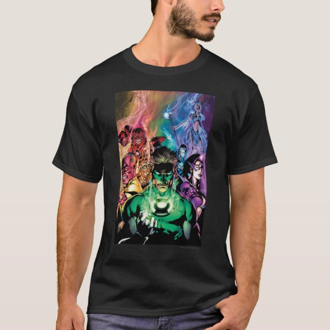 Lantern Corps Gruppe mit Farben T-Shirt (Vorderseite)
