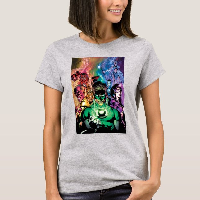 Lantern Corps Gruppe mit Farben T-Shirt (Vorderseite)
