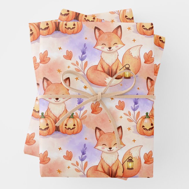 Lantern Foxes & Pumpkin Whimsy – Autumn Woodland P Geschenkpapier Set (Beispiel)