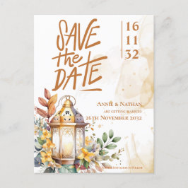 Lantern Gelbe Hochzeit im Herbst Save the Date Ankündigungspostkarte