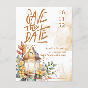 Lantern Gelbe Hochzeit im Herbst Save the Date Ankündigungspostkarte