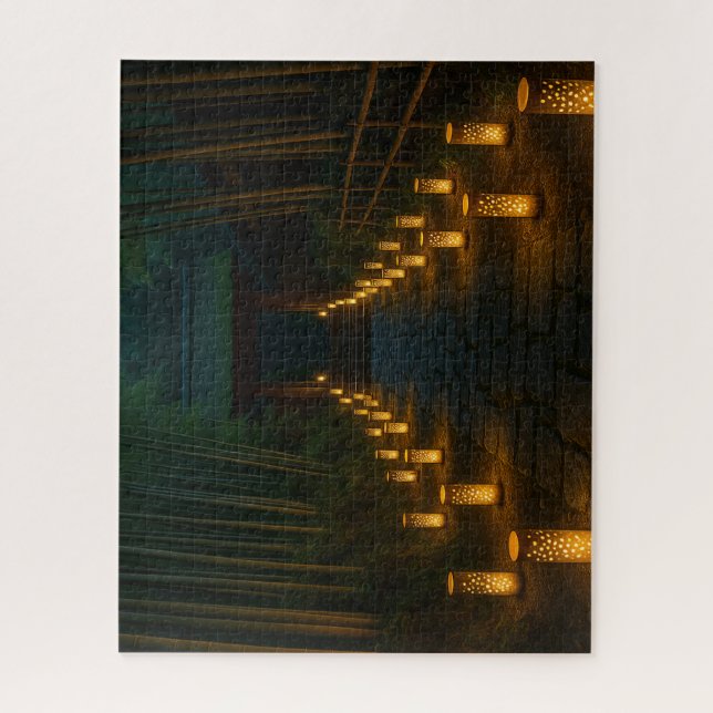 Lantern-Lit Stone Path through Bamboo Grove Puzzle (Vertikal)