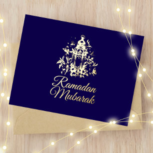 Lantern Luxury Gold Foil Ramadan Mubarak Card Folien Feiertagspostkarte