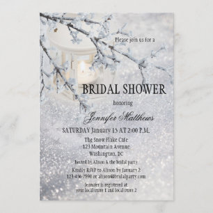 Lantern Snow Winter Bridal Dusche Einladung