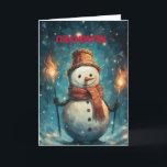 LANTERN SNOWMAN GRANDSON CHRISTMAS CARDD DANKESKARTE<br><div class="desc">Hier ist eine bezaubernde Weihnachtskarte für deinen Enkel.</div>