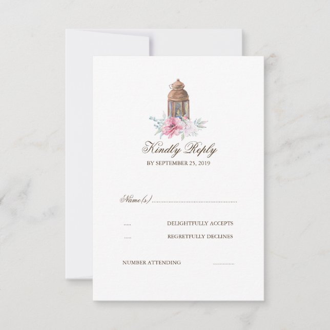 Lantern Wedding RSVP Karte (Vorderseite)