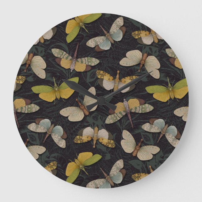 Lanternflies - Pyrops Candelaria & Planthoppers Große Wanduhr (Vorderseite)