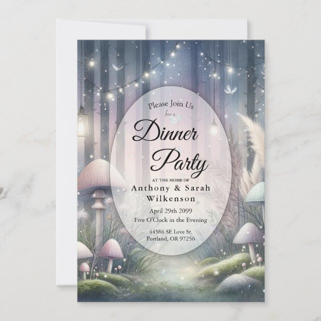 Lanternlight Dreams Bezauberndes Forest Dinner Par Einladung (Vorderseite)