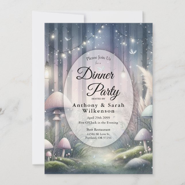 Lanternlight Dreams Bezauberndes Forest Dinner Par Einladung (Vorderseite)