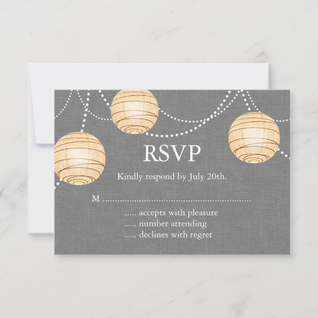 Lanterns auf Gray Burlap UAWG RSVP Karte (Vorderseite)