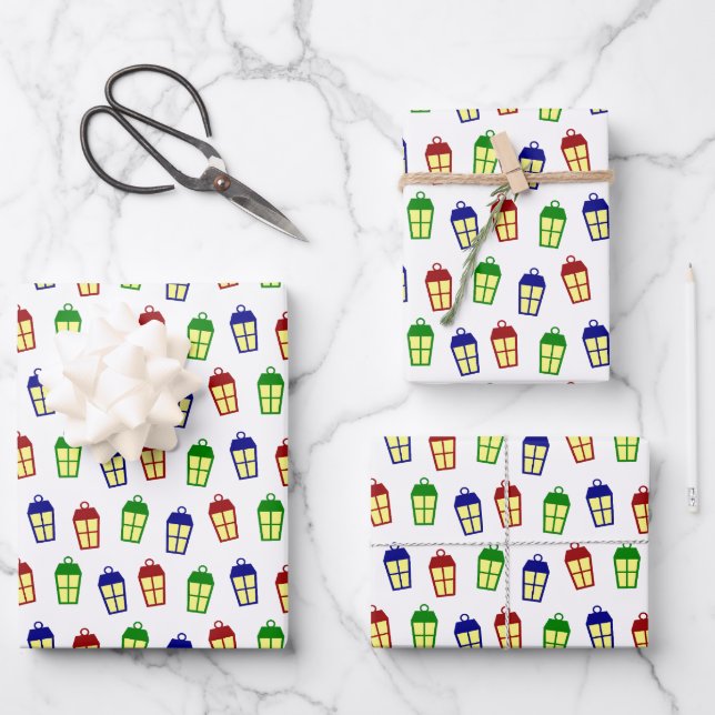 Lanterns Weihnachtswrapping Paper Geschenkpapier Set (Vorderseite)