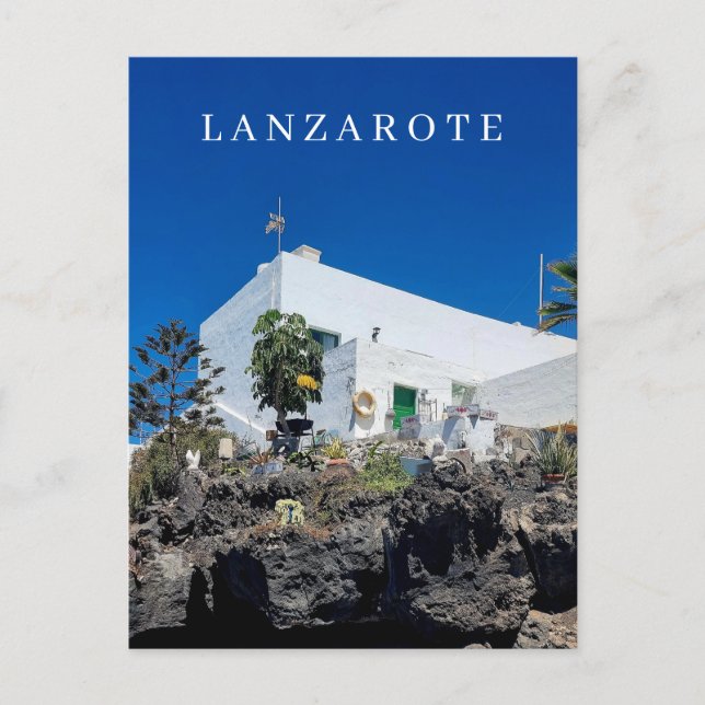 Lanzarote Aussicht auf das weiße Haus Postkarte (Vorderseite)