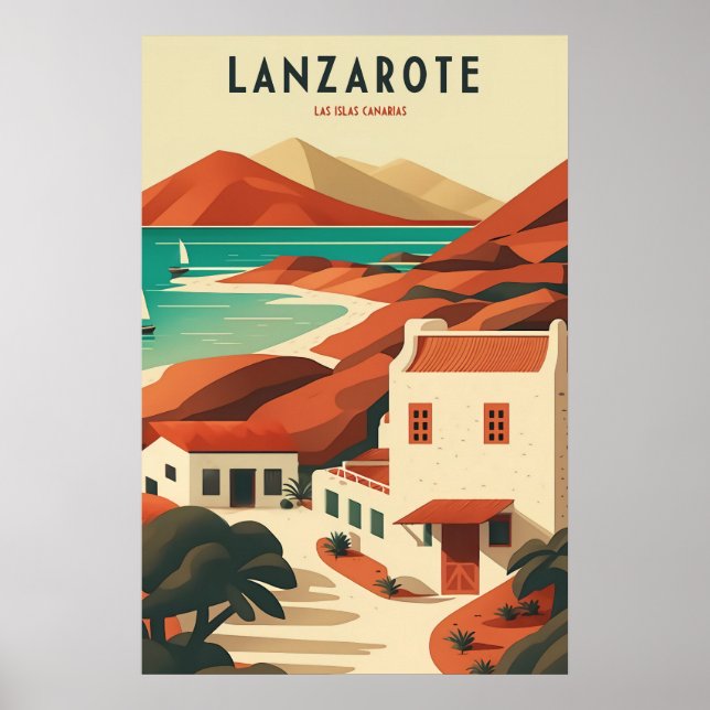 Lanzarote Canary Islands Vintage Travel Art Poster (Vorne)