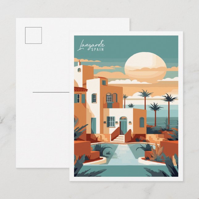 Lanzarote Spanien Jahrgang Reise Postkarte (Vorne/Hinten)