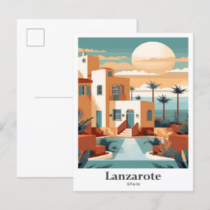 Lanzarote Spanien Kunst Reise Porträt Illustration Postkarte