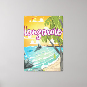 Lanzarote Vintage-Reiseposter Cartoon Leinwanddruck