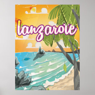 Lanzarote Vintage-Reiseposter Cartoon Poster