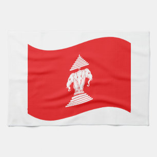 Lao Erawan Three Headed Elephant Flag Wave Küchentuch
