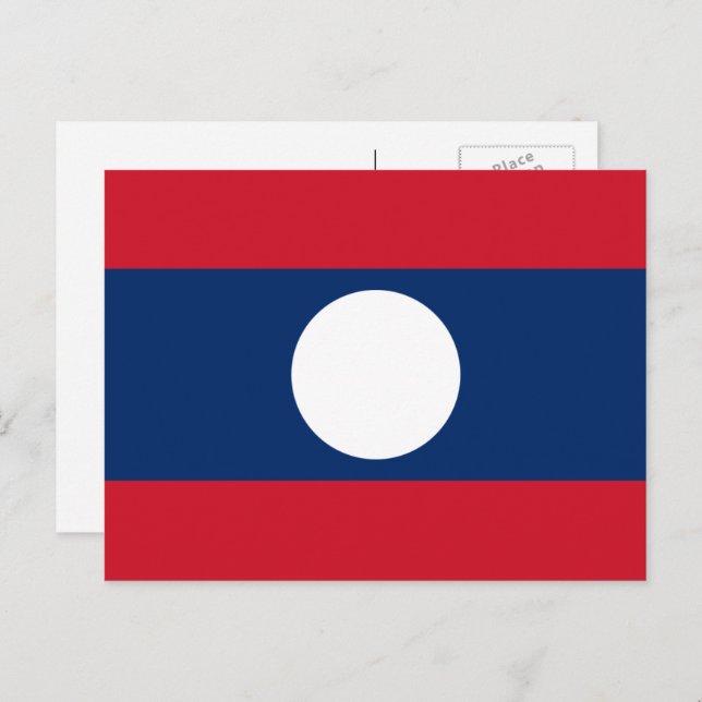 Lao Flag, Flagge von Laos Postkarte (Vorne/Hinten)