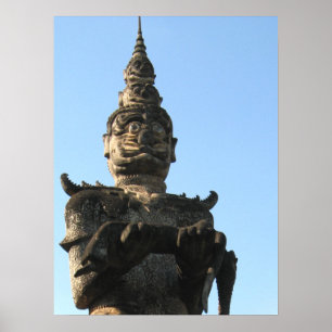 Lao Giant Guardian .. Buddha Park, Vientiane, Laos Poster
