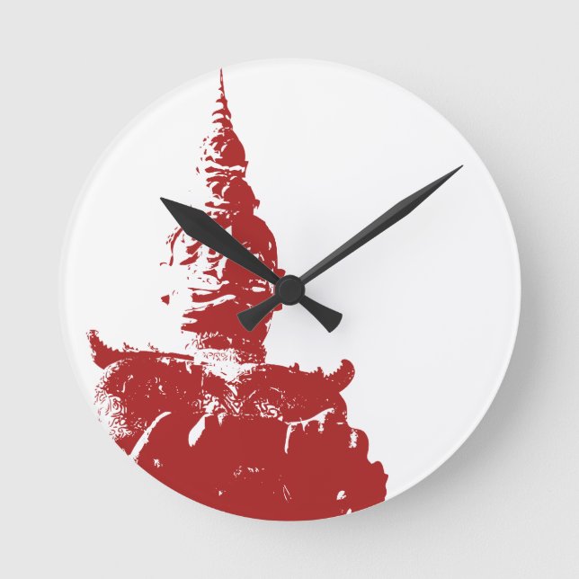 Lao Giant Guardian .. Buddha Park, Vientiane, Laos Runde Wanduhr (Vorderseite)