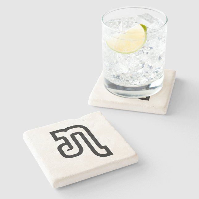 Lao / Laos Number Sieben / 7 / ໗ (Jet/Chet) Laotia Steinuntersetzer (Seitenansicht)