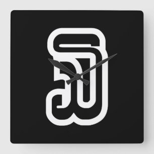 Lao / Laos Number Three / 3 / ໓ (Sam) Laotian Quadratische Wanduhr