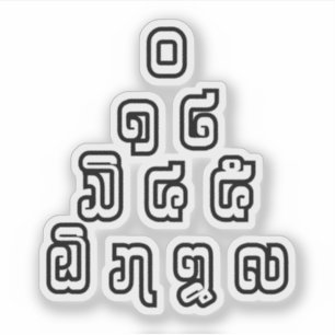 Lao / Laos Numbers Pyramid Laotian Sprachskript Aufkleber