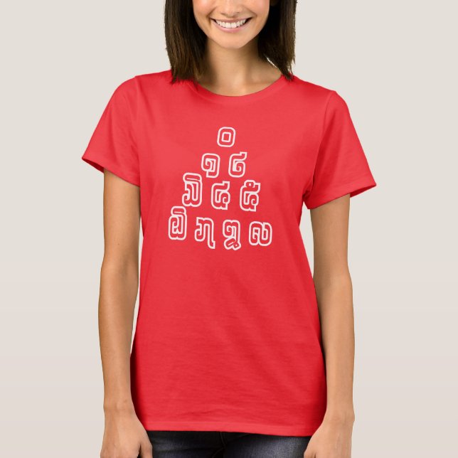 Lao / Laos Numbers Pyramid Laotian Sprachskript T-Shirt (Vorderseite)