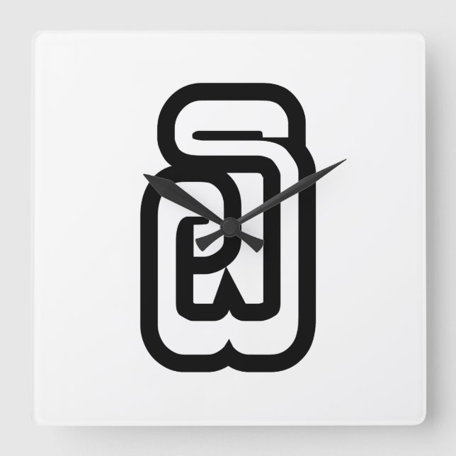 Lao / Laos Nummer 6 / 6 / ໖ (Ho/Hok) Laotian Quadratische Wanduhr (Vorderseite)