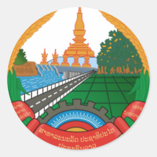 LAO-NATIONALES EMBLEM - LAO-ABZEICHEN RUNDER AUFKLEBER