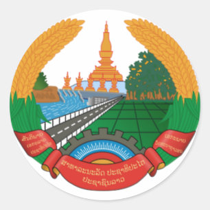LAO-NATIONALES EMBLEM - LAO-ABZEICHEN RUNDER AUFKLEBER