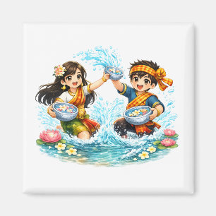 Lao Neujahrs-Wasserfest Kinder – Pi Mai Lao Spla Magnet
