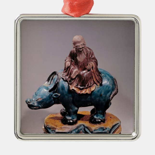 Lao-Tzu auf seinem Büffel, Qing-Dynastie Silbernes Ornament (Vorne)