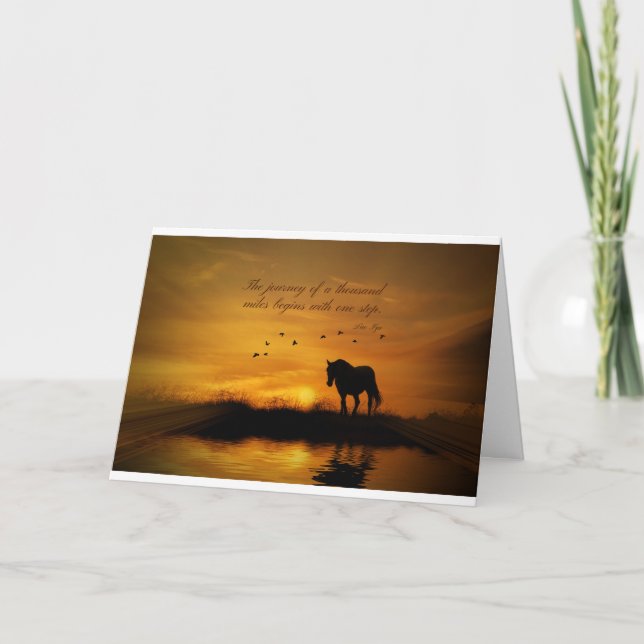 Lao Tzu berühmtes Zitat Ermutigung Pferd Karte (Vorderseite)