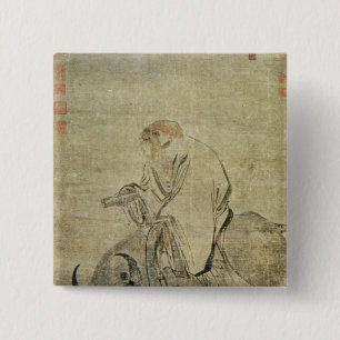 Lao-tzu, der seinen Ochsen, Chinesen, Button