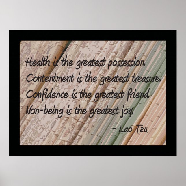 Lao Tzu Health Sprichwort Poster (Vorne)